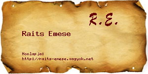 Raits Emese névjegykártya
